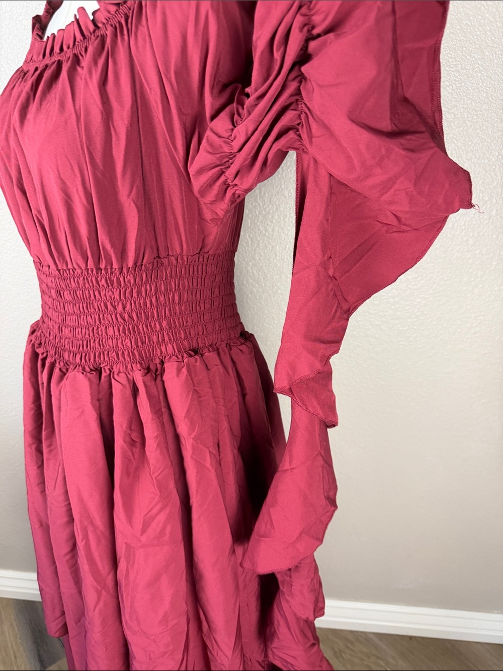 NWOT Burgundy Renaissance Dress Medieval Costume Victorian Peasant Gothic, L XL - Picture 7 of 10